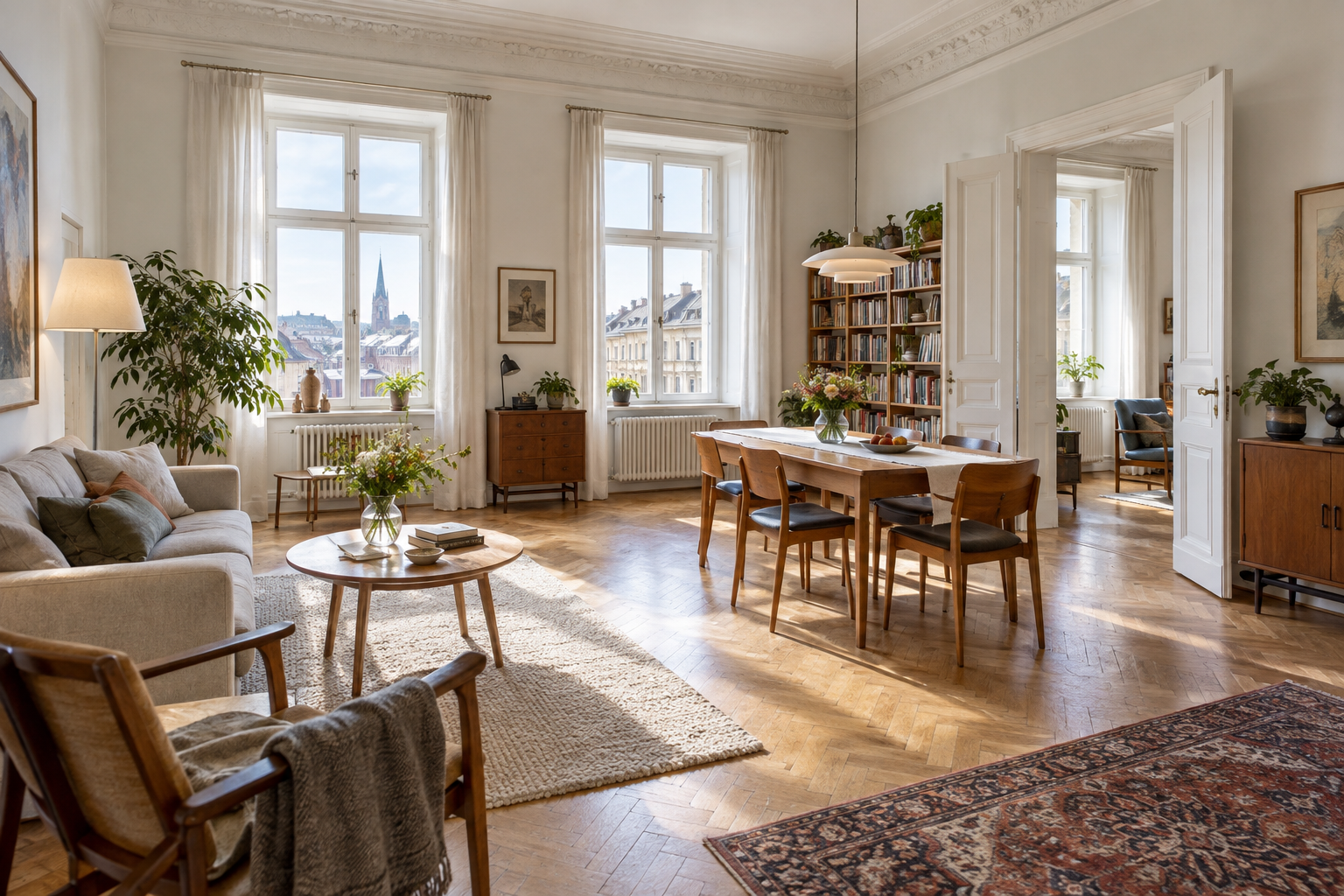 Wiener Altbauwohnung mit Parkett und Stadtblick